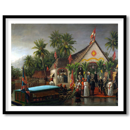 Immerse yourself in a historical tableau with this intricate depiction of a colonial ceremony by for room