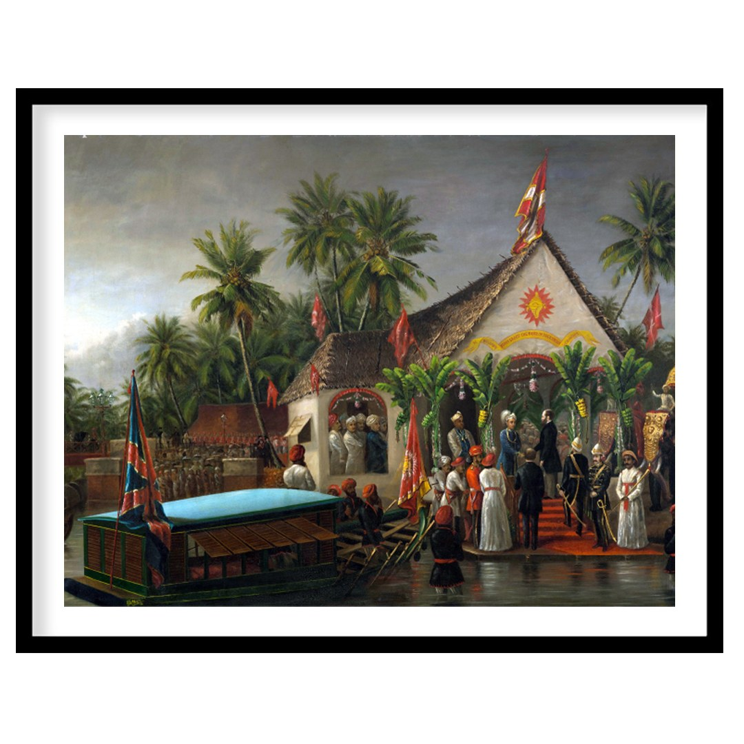 Immerse yourself in a historical tableau with this intricate depiction of a colonial ceremony by for room