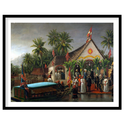 Immerse yourself in a historical tableau with this intricate depiction of a colonial ceremony by for room