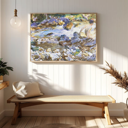 Immerse yourself in the serene beauty of a tranquil river scene with 'Riverside Contemplation'. for Hallway