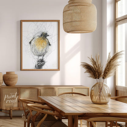 """Robin Sketch"" presents a delicate illustration of a robin, rendered with a combination of detai… for dining room
