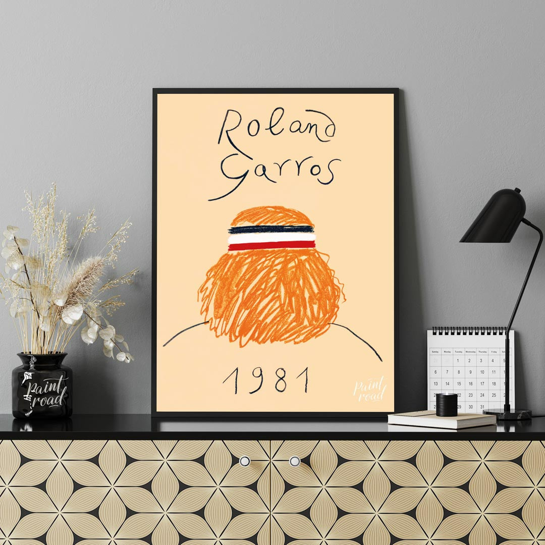 This vintage-inspired art print is a poster for the Roland Garros (French Open) tennis tournament f… for living room