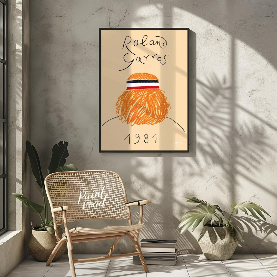 This vintage-inspired art print is a poster for the Roland Garros (French Open) tennis tournament f… for living room