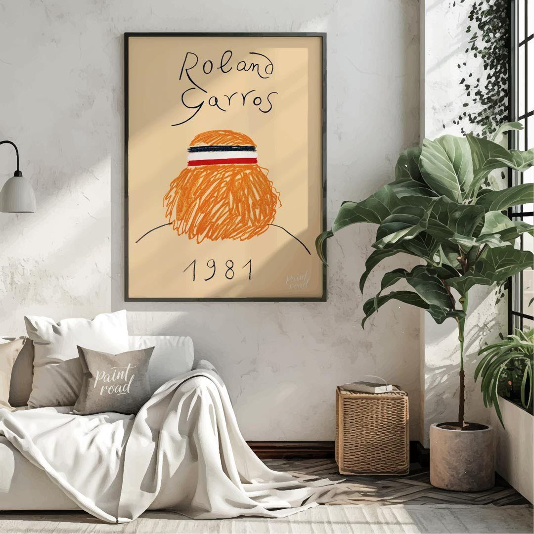 This vintage-inspired art print is a poster for the Roland Garros (French Open) tennis tournament f… for living room