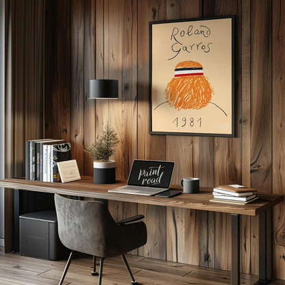 This vintage-inspired art print is a poster for the Roland Garros (French Open) tennis tournament f… for office