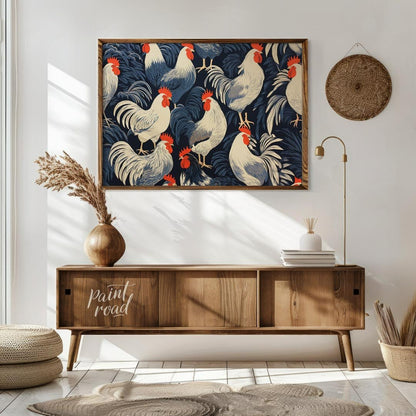 Rooster Farm Painting at Rooster Farm buy online at Paint Road featuring animal print blue and charming