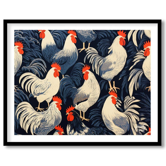 Rooster Farm Painting at Rooster Farm buy online at Paint Road featuring animal print blue and charming