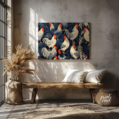 Rooster Farm Painting at Rooster Farm buy online at Paint Road featuring animal print blue and charming