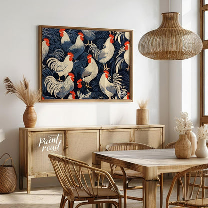 Rooster Farm Painting at Rooster Farm buy online at Paint Road featuring animal print blue and charming