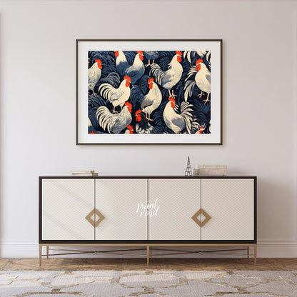 Rooster Farm Painting at Rooster Farm buy online at Paint Road featuring animal print blue and charming