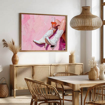 This vibrant artwork captures the essence of relaxation and style with an elegant nod to western for Dining