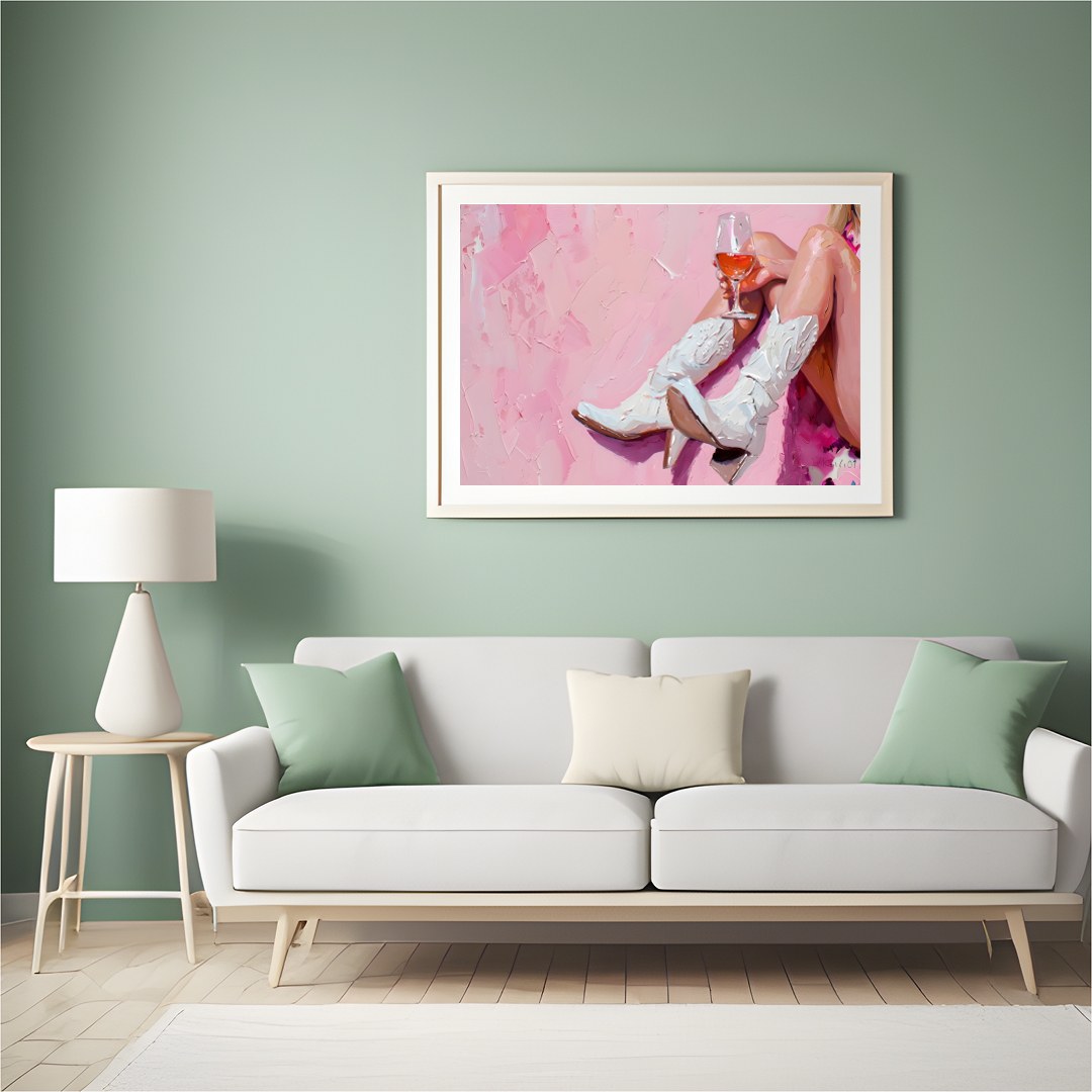 This vibrant artwork captures the essence of relaxation and style with an elegant nod to western for Hall