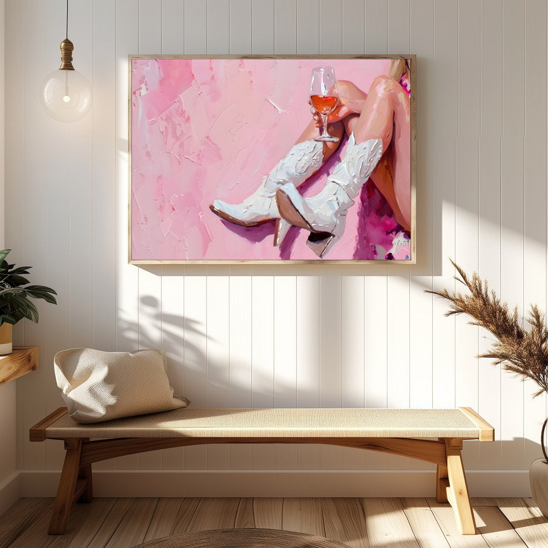This vibrant artwork captures the essence of relaxation and style with an elegant nod to western for Hallway