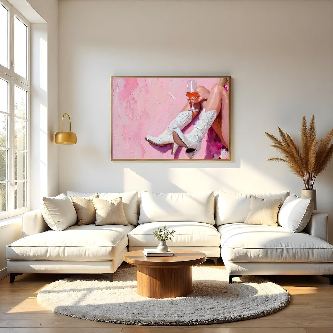This vibrant artwork captures the essence of relaxation and style with an elegant nod to western for Living Room