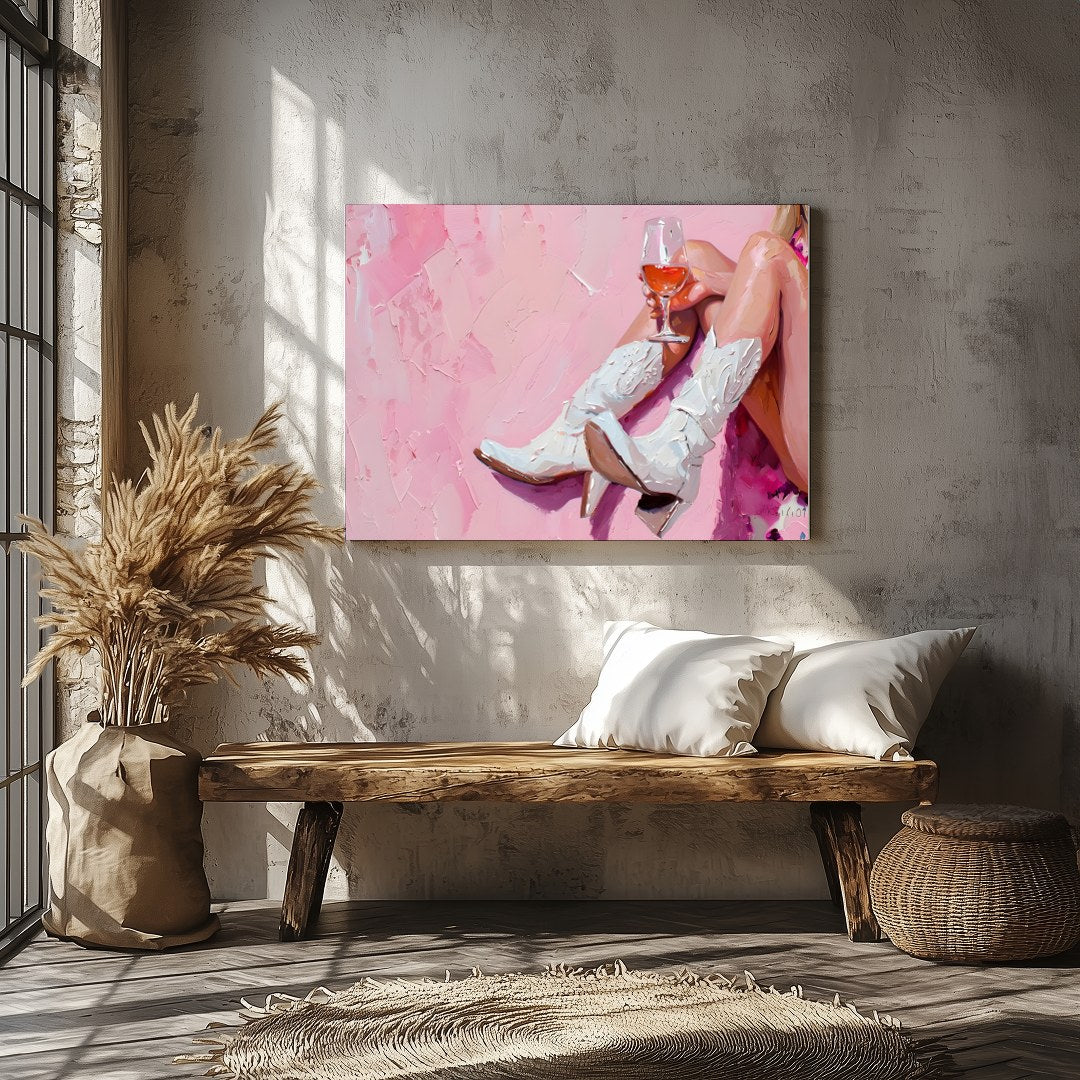 This vibrant artwork captures the essence of relaxation and style with an elegant nod to western for Veranda