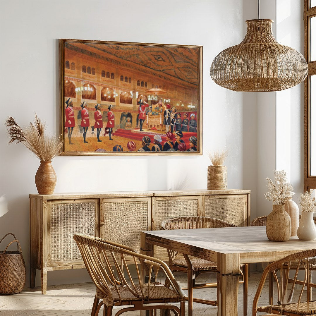 Immerse yourself in the grandeur of a royal court with this exquisite artwork. The intricate for Dining