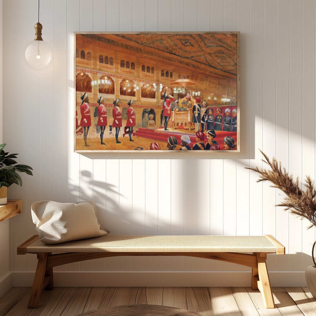 Immerse yourself in the grandeur of a royal court with this exquisite artwork. The intricate for Hallway