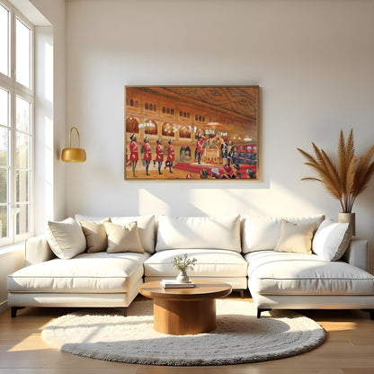 Immerse yourself in the grandeur of a royal court with this exquisite artwork. The intricate for Living Room
