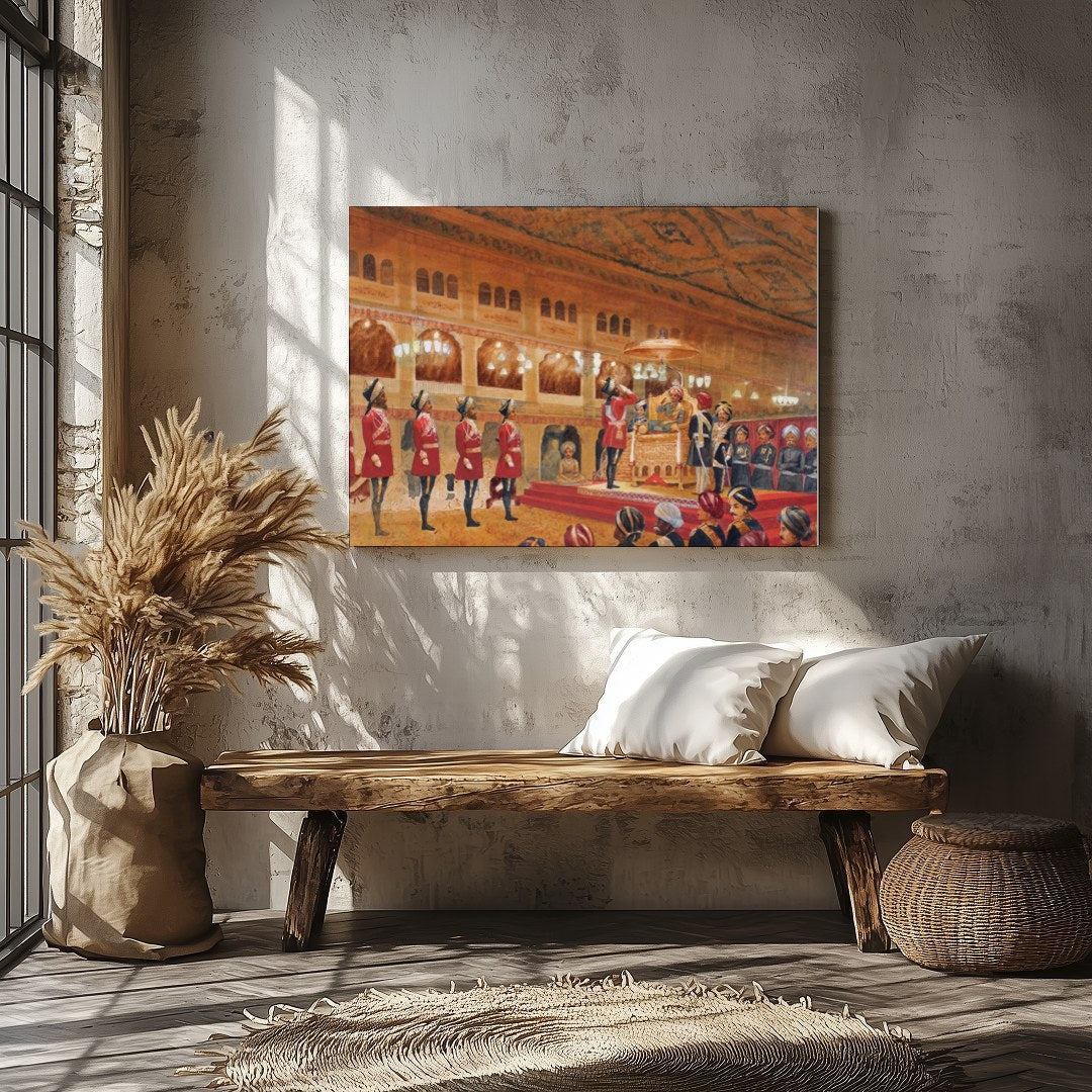 Immerse yourself in the grandeur of a royal court with this exquisite artwork. The intricate for Veranda