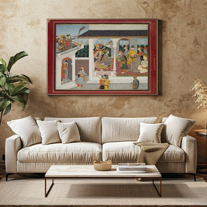 This exquisite painting captures the essence of a royal court scene, beautifully rendered in the for Family Room