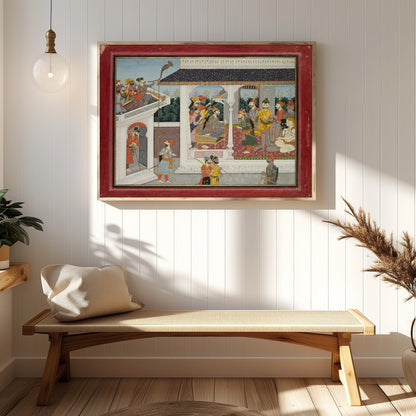 This exquisite painting captures the essence of a royal court scene, beautifully rendered in the for Hallway