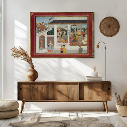This exquisite painting captures the essence of a royal court scene, beautifully rendered in the for Sitting Area