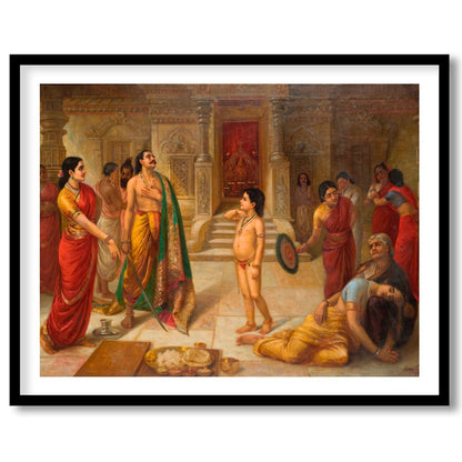 Immerse yourself in a scene of regal drama with this exquisite artwork depicting an ancient royal for dwelling