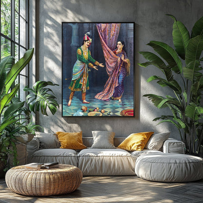 Experience the vibrancy of cultural heritage with this exquisite artwork depicting a royal for Balcony
