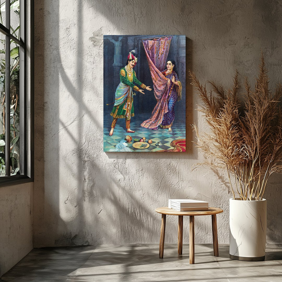 Experience the vibrancy of cultural heritage with this exquisite artwork depicting a royal for Entrance