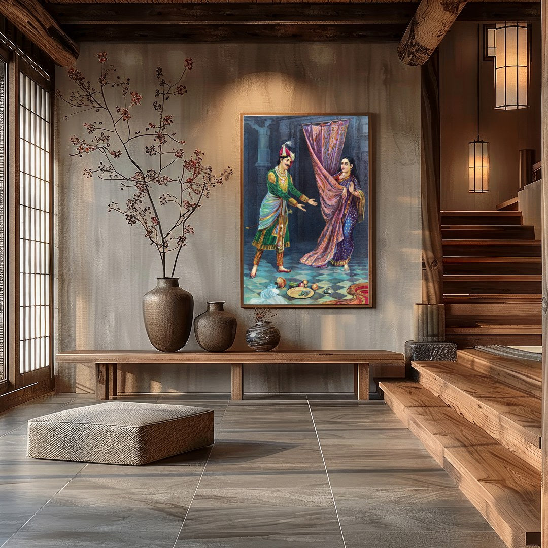 Experience the vibrancy of cultural heritage with this exquisite artwork depicting a royal for Hall