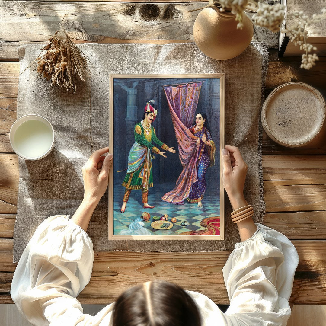 Experience the vibrancy of cultural heritage with this exquisite artwork depicting a royal for Kitchen