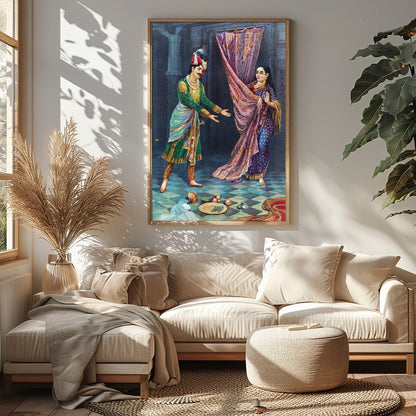 Experience the vibrancy of cultural heritage with this exquisite artwork depicting a royal for Sitting Area