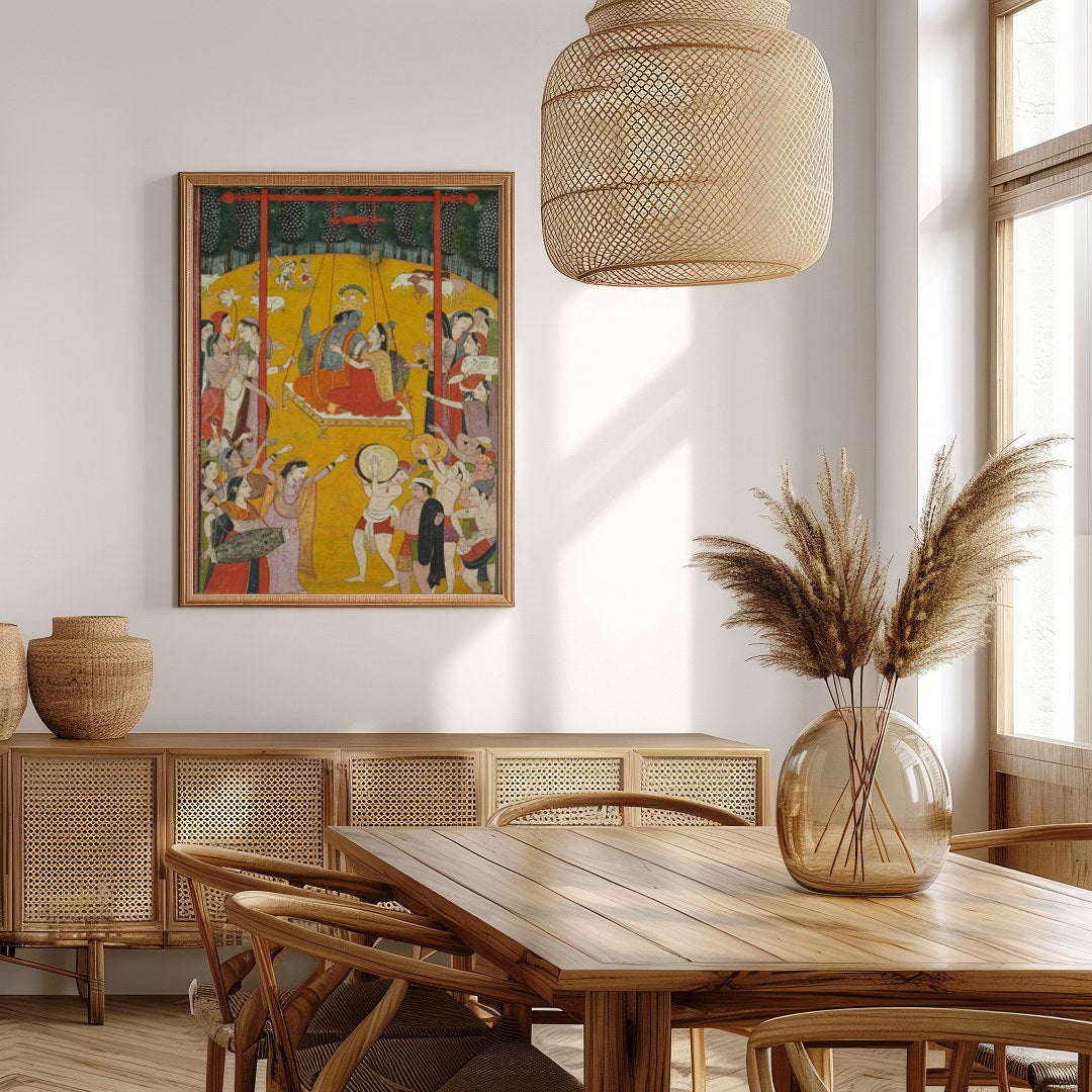 Experience the grandeur of royal festivities with this traditional Indian artwork. Enveloped in a for Extra Kitchen