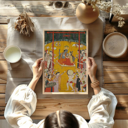 Experience the grandeur of royal festivities with this traditional Indian artwork. Enveloped in a for Kitchen