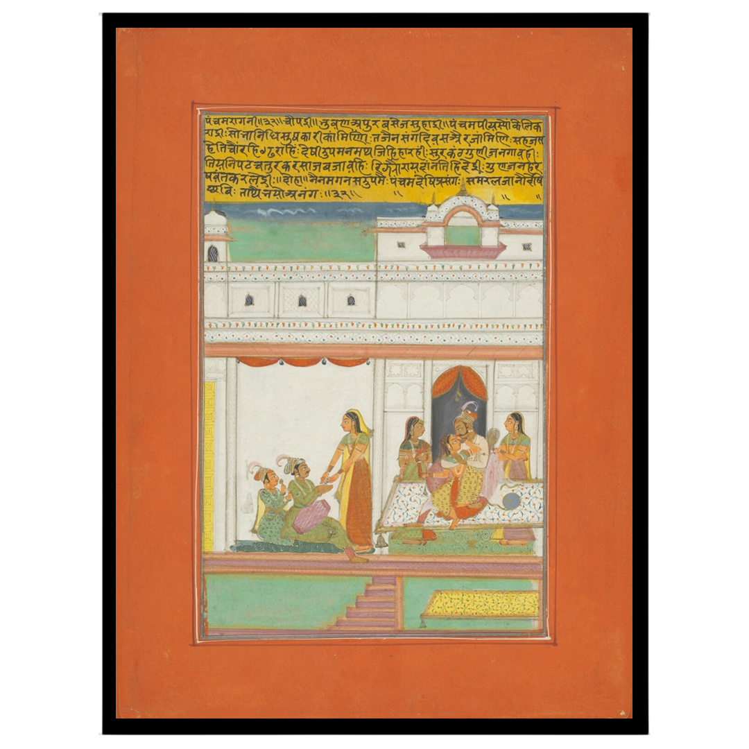 Immerse yourself in the captivating world of Ragamala with this exquisite miniature art print. for dwelling