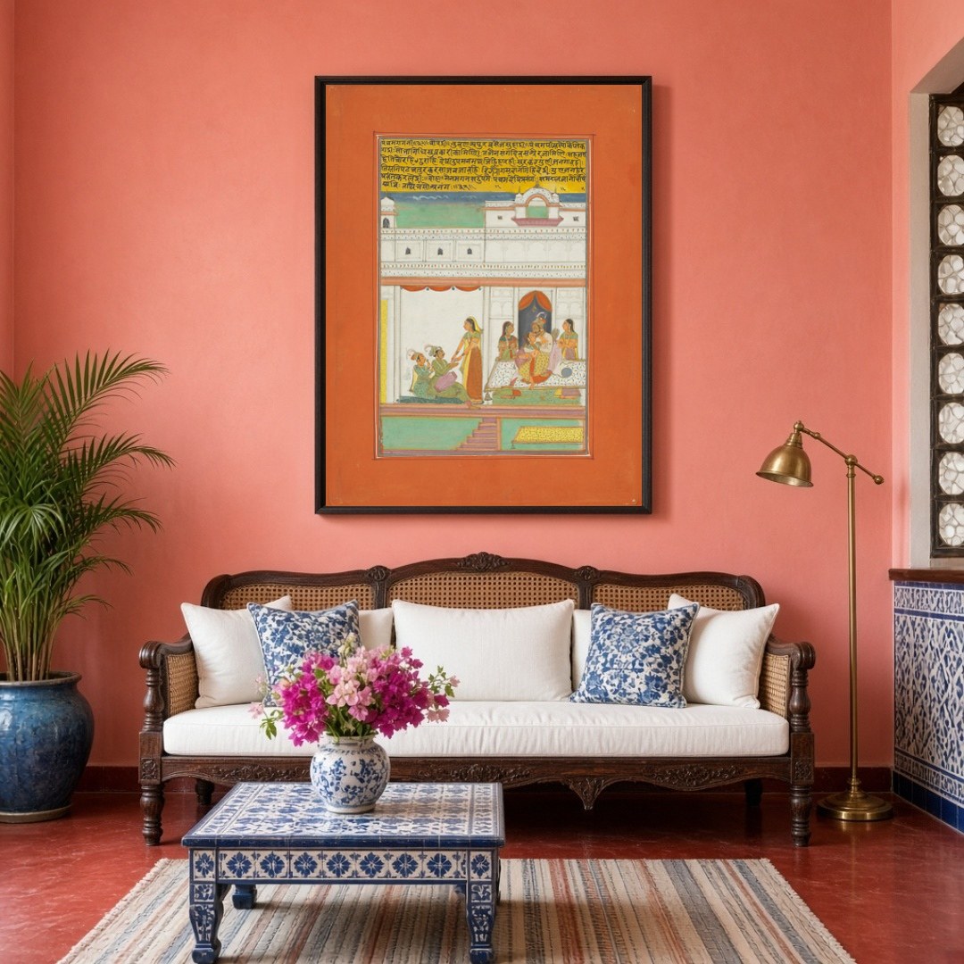 Immerse yourself in the captivating world of Ragamala with this exquisite miniature art print. for Living Room