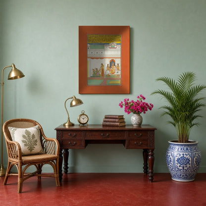Immerse yourself in the captivating world of Ragamala with this exquisite miniature art print. for Study