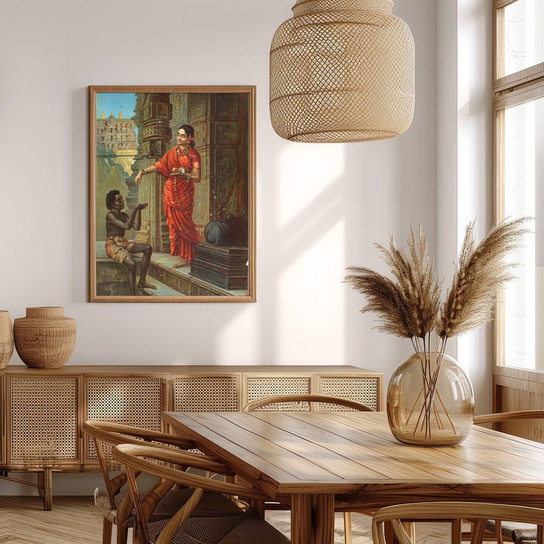 Immerse yourself in this evocative scene depicting a traditional Indian courtyard encounter, where for Extra Kitchen