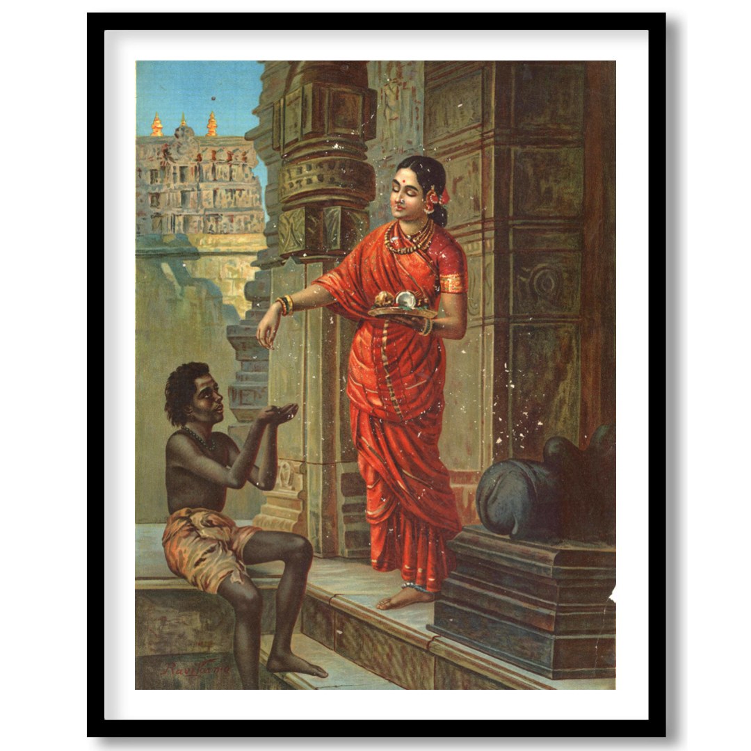 Immerse yourself in this evocative scene depicting a traditional Indian courtyard encounter, where for loft