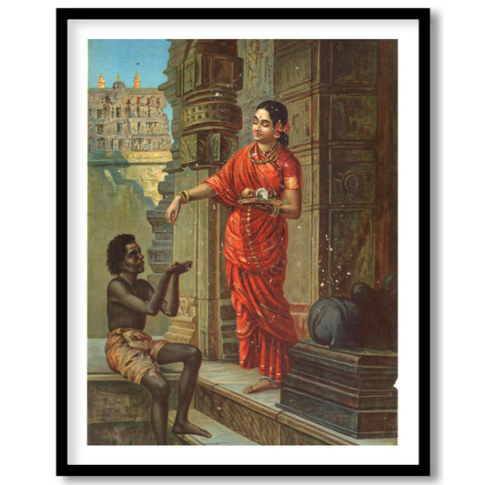 Immerse yourself in this evocative scene depicting a traditional Indian courtyard encounter, where for loft
