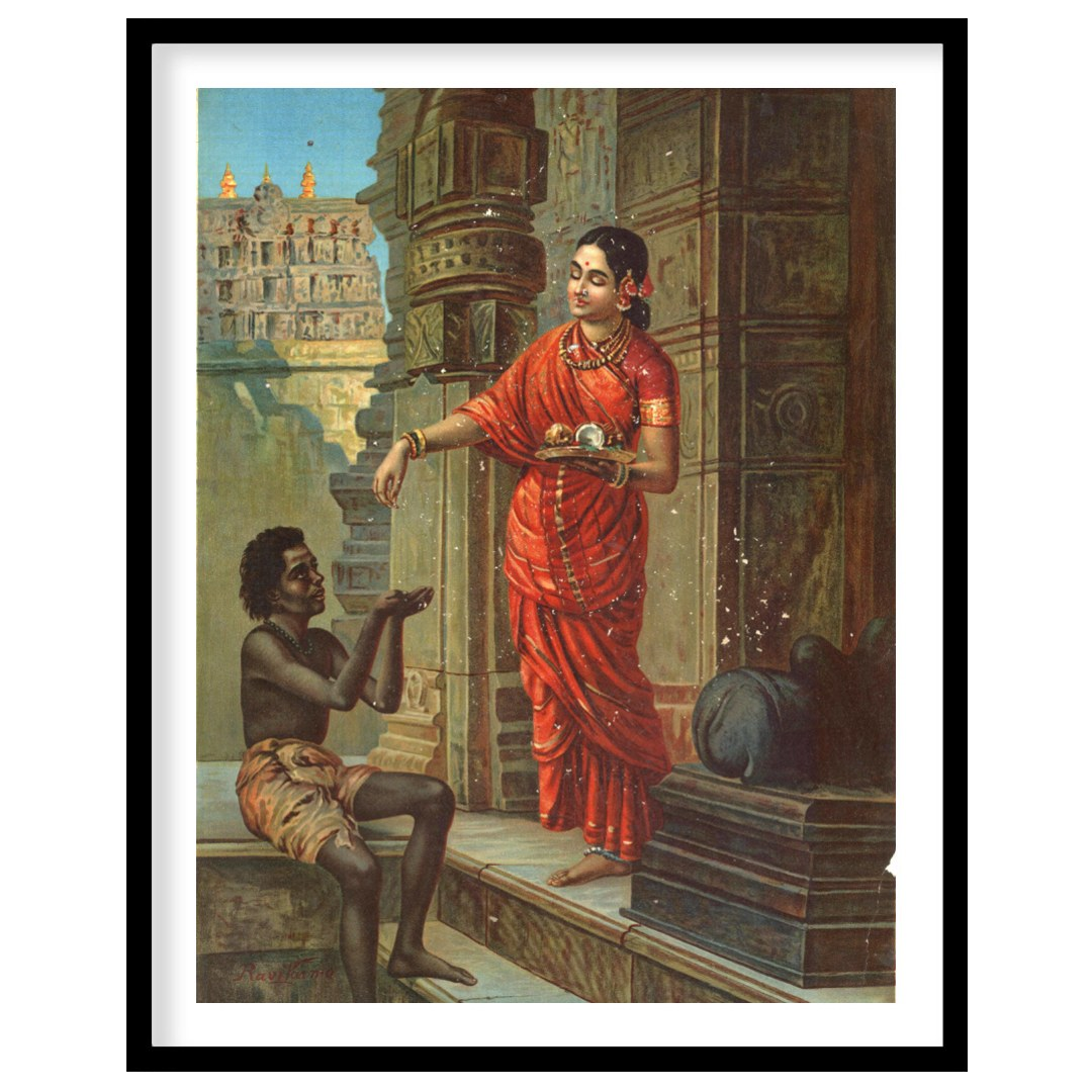 Immerse yourself in this evocative scene depicting a traditional Indian courtyard encounter, where for loft