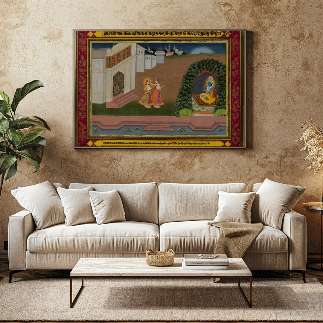 Immerse yourself in the elegance of bygone eras with this exquisite Mughal miniature painting. for Family Room