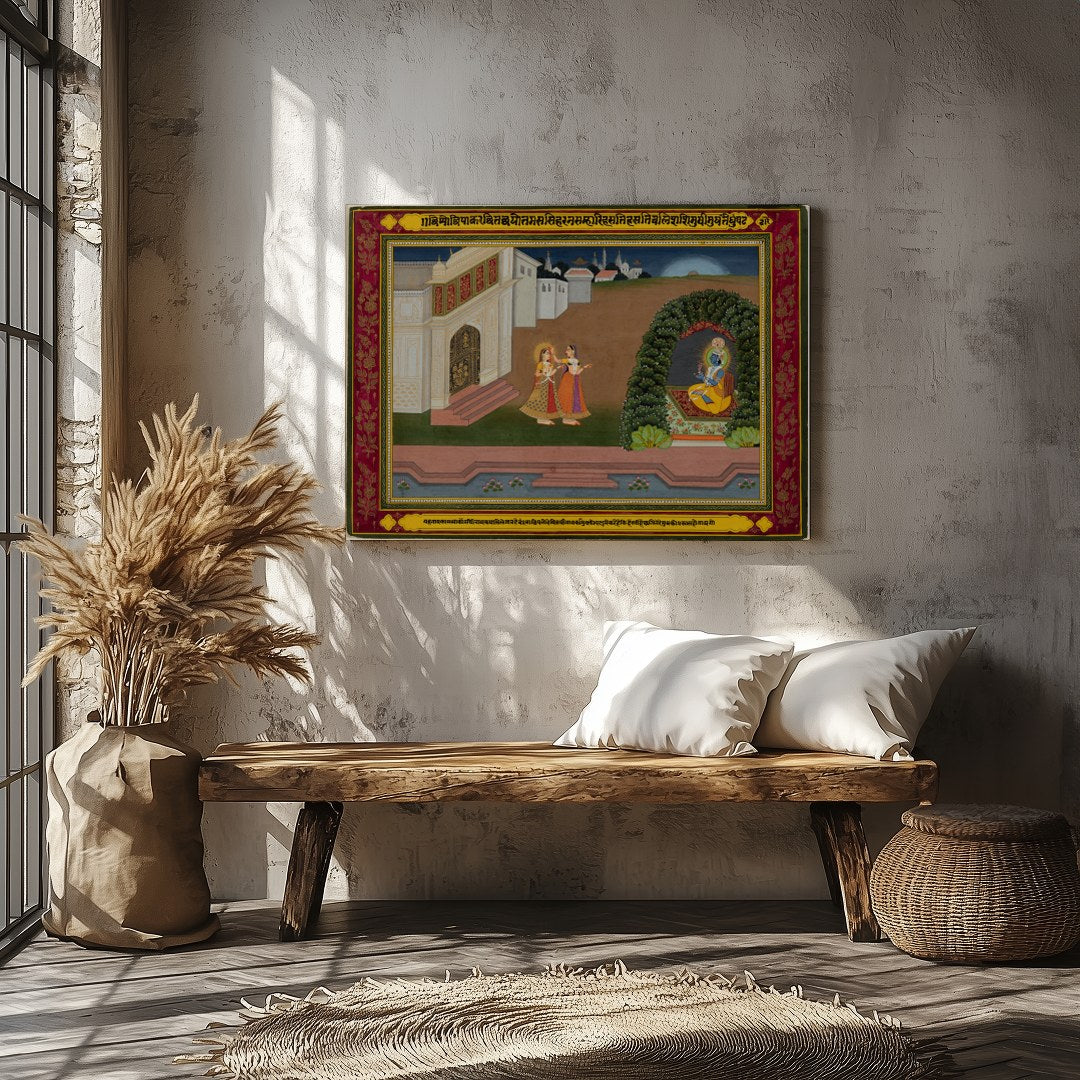 Immerse yourself in the elegance of bygone eras with this exquisite Mughal miniature painting. for Veranda