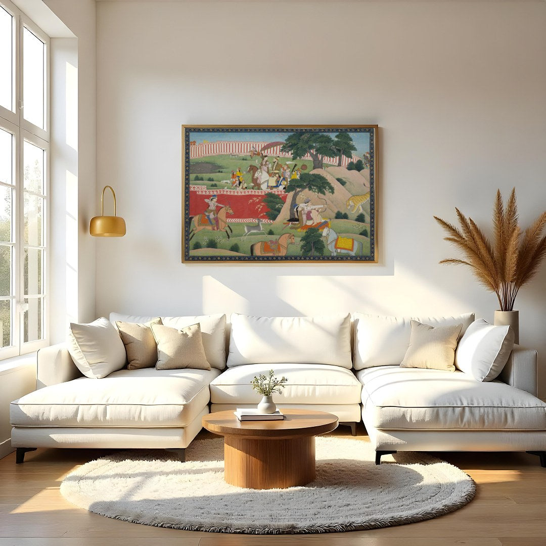 Immerse yourself in the rich tapestry of history with this exquisite artwork depicting a for Living Room