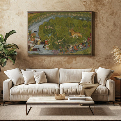 Experience the dynamic energy of a royal hunt scene captured in this vibrant artwork. With for Family Room