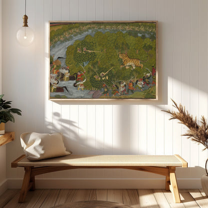 Experience the dynamic energy of a royal hunt scene captured in this vibrant artwork. With for Hallway