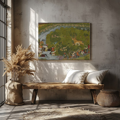 Experience the dynamic energy of a royal hunt scene captured in this vibrant artwork. With for Veranda