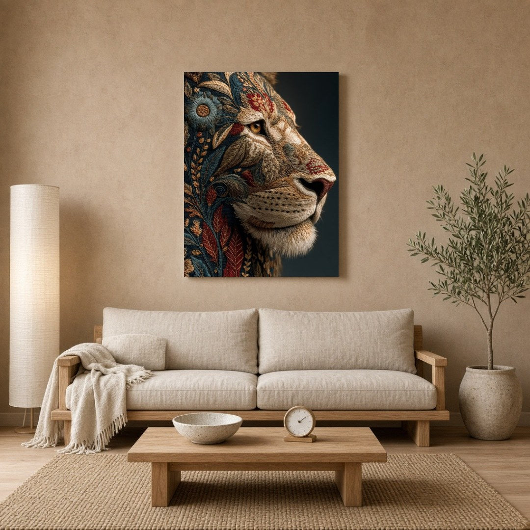 Immerse yourself in the majestic beauty of this intricately designed art print featuring a regal for Living Room
