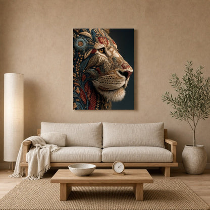 Immerse yourself in the majestic beauty of this intricately designed art print featuring a regal for Living Room