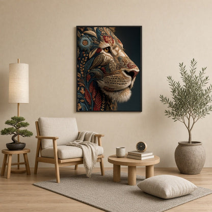 Immerse yourself in the majestic beauty of this intricately designed art print featuring a regal for Reading Nook